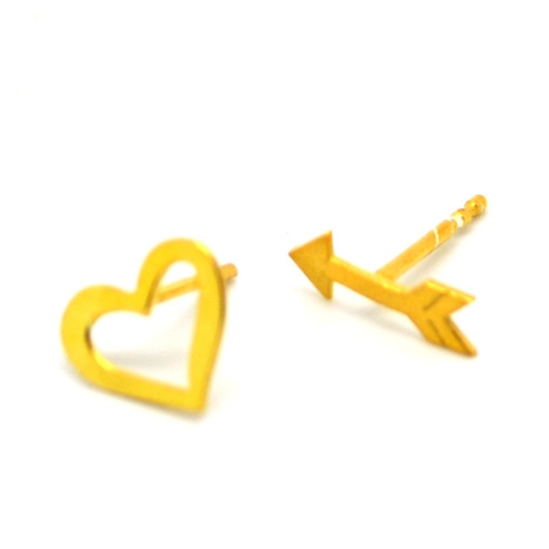 Studs Earrings Heart with Elbow Studs Earrings Heart with Elbow