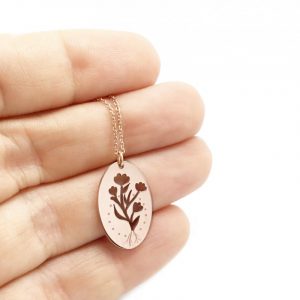 Οβάλ Κολιέ Λουλούδια