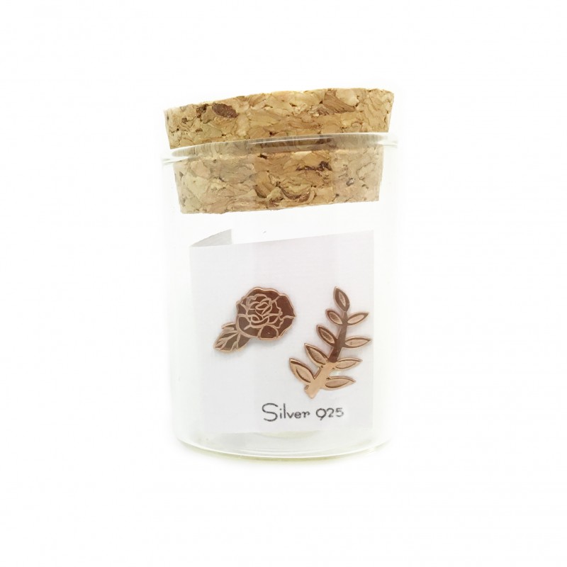 Stud Earrings Rose & Leaf Stud Earrings Rose & Leaf